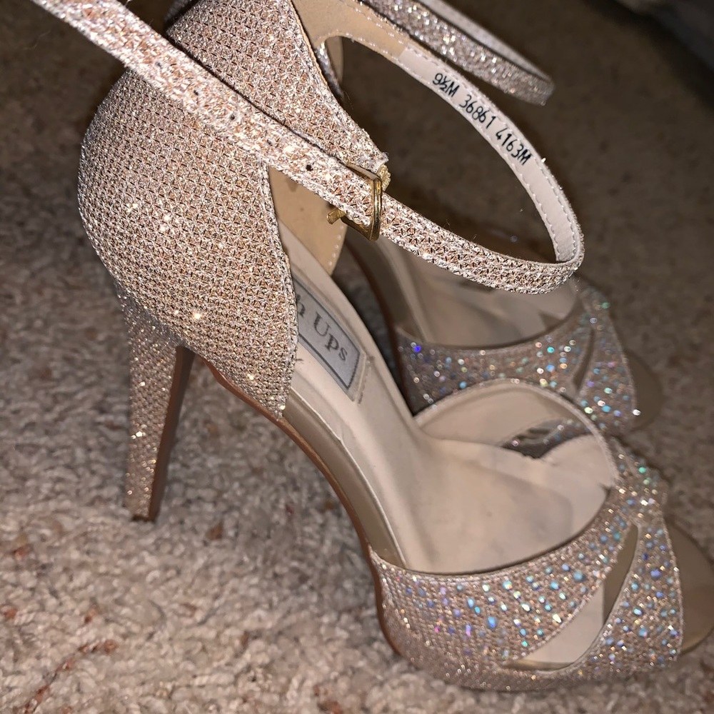 gold rhinestone high heels